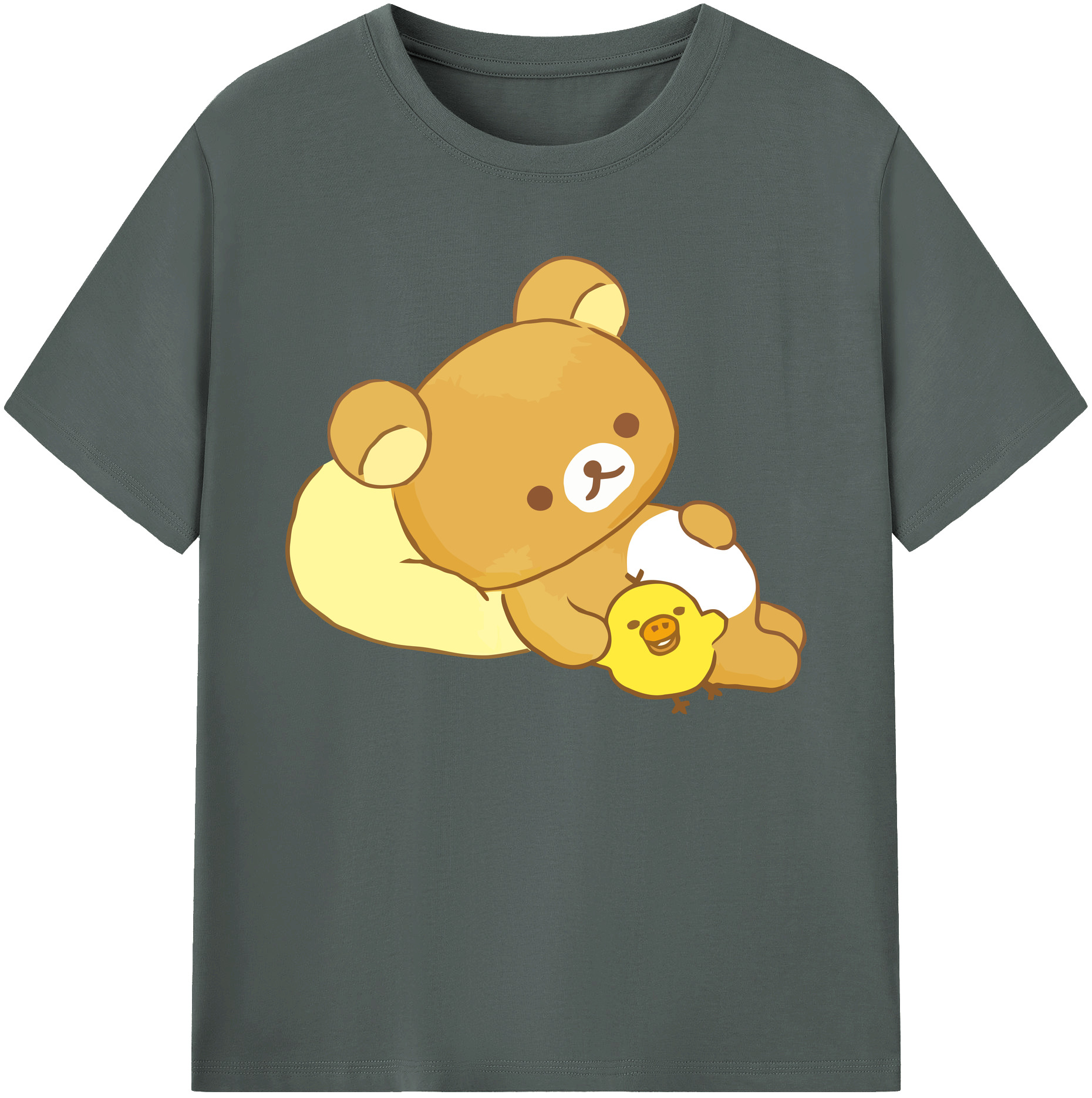 （画像用） リラックマ リラックマ キイロイトリ Rilakkuma Korilakkuma Kiiroitori 綿100％ メンズ半袖Tシャツ｜肌触りやわらか＆通気性